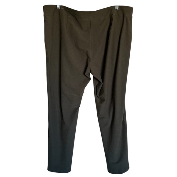 Eileen Fisher Woodland Green Washable Stretch Crepe Slim Crop Ankle Pants - Picture 3 of 9